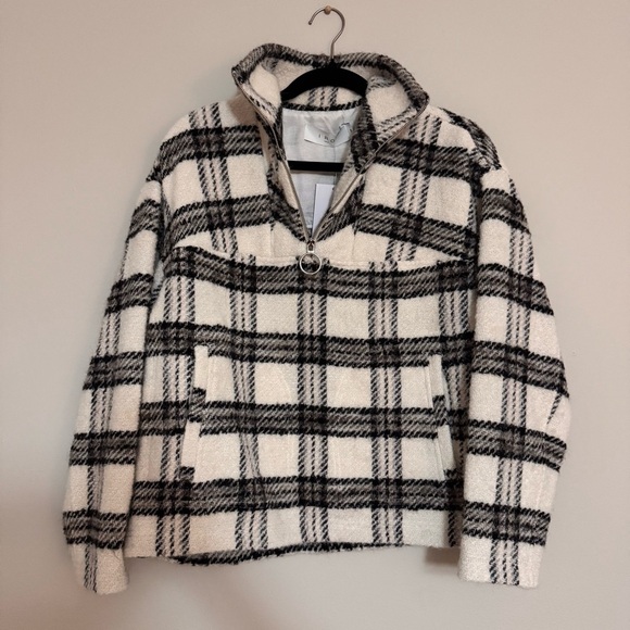 IRO Paris Bika Checked Wool-Blend Half-Zip Sweater Plaid NWT Size 38 - Picture 2 of 16